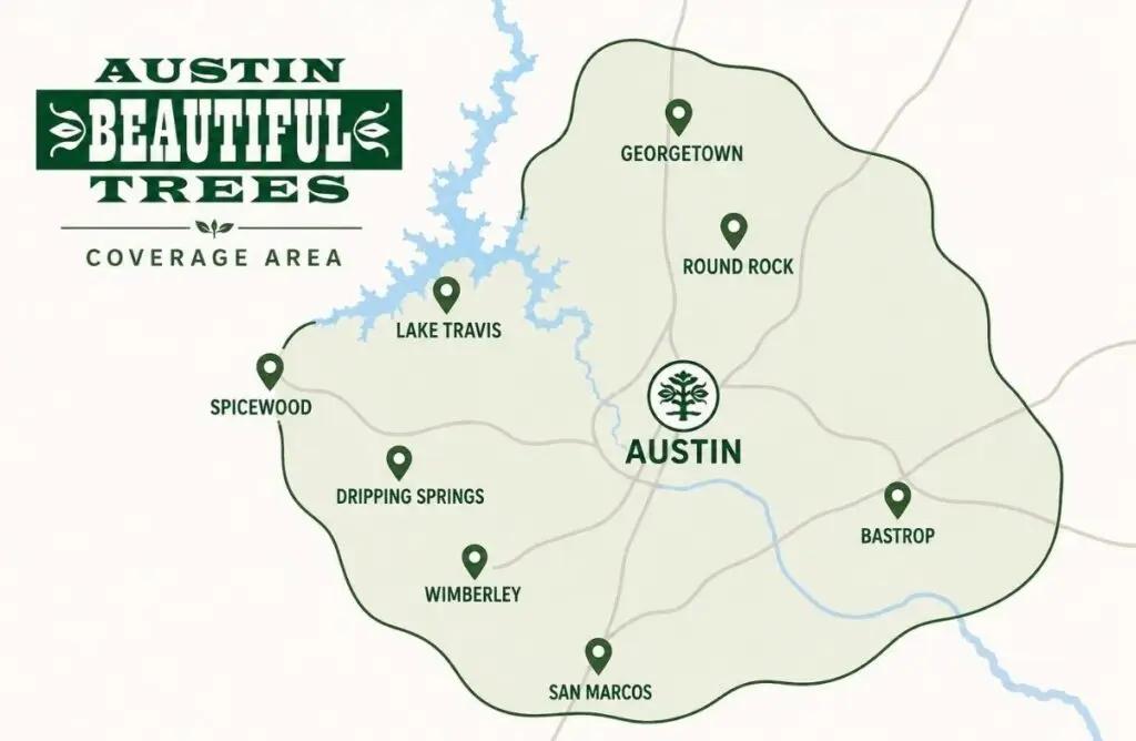 Map of the Austin Beautiful trees service areas
